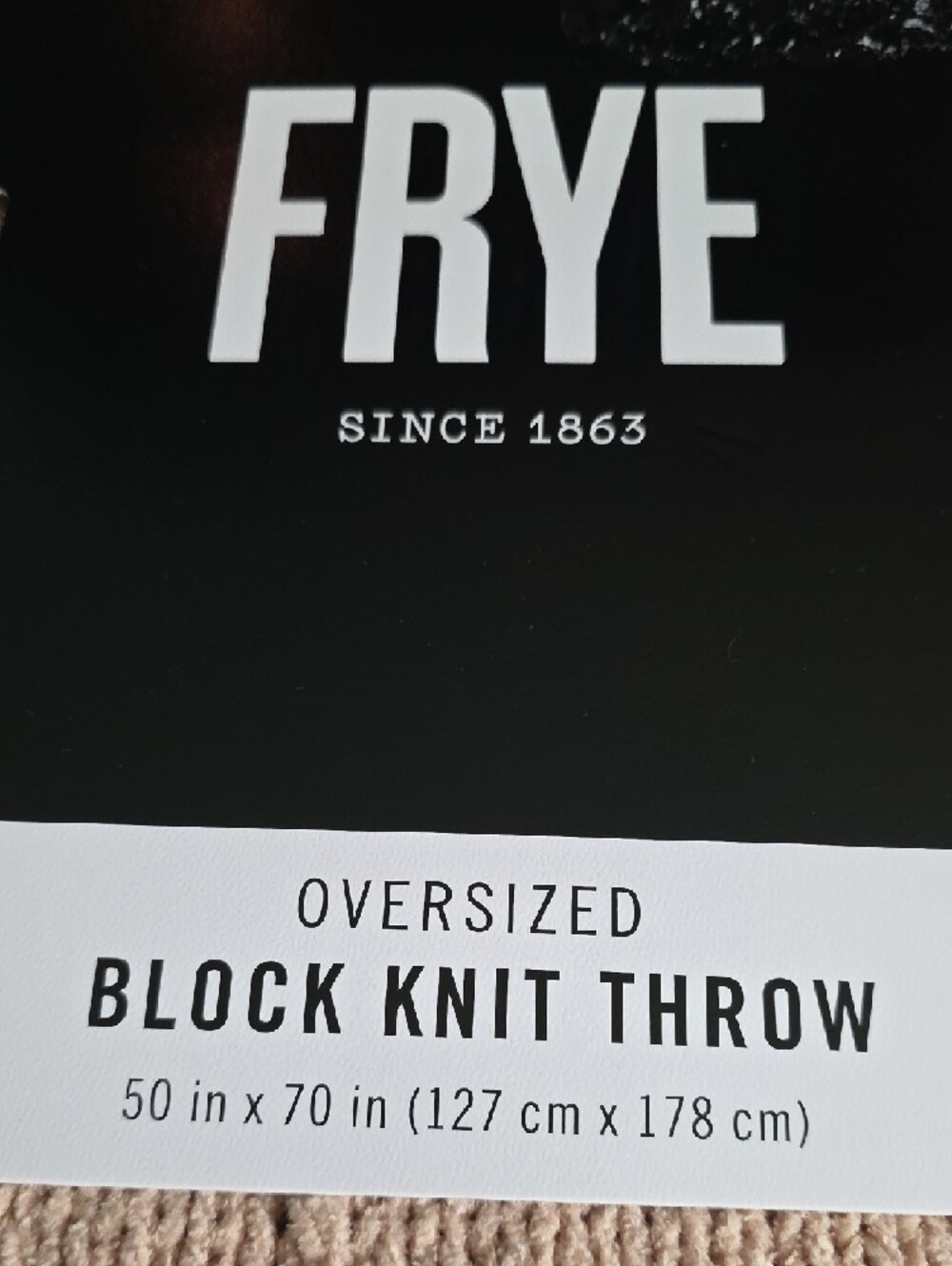 FRYE Beige Block Knit Oversized Throw - Picture 2 of 6